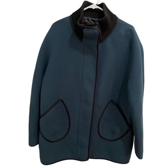 J. Crew Womens Double Cloth Manifattura di Carmignano Overcoat 14 Teal Oversized - Picture 1 of 10